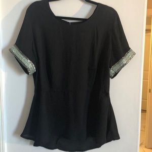 Junarose black sheer peplum blouse. Size 18